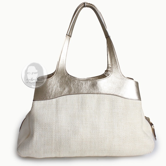 Coach Lexi Shoulder Bag Butterfly #F16584 Straw and Leather Satchel 2011 - Picture 8 of 11